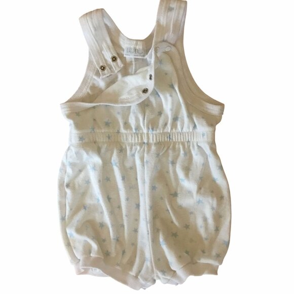 BABY DIOR Other - BABY DIOR Vintage Baby Romper 24M White Blue Star Overalls USA 27–30 lbs VBC